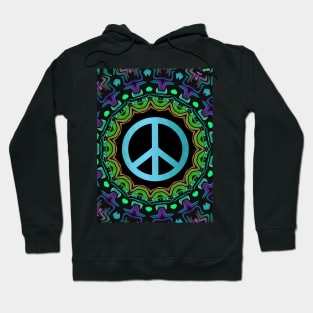 KALIEDOSCOPE Peace Sign Blue - Peace Activist Art Hoodie